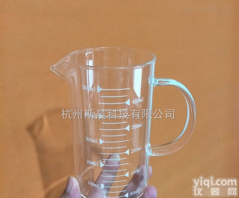 SCB-B500  杭州斯晨 带柄玻璃<em>烧杯</em>500ml<em>实验</em>室低型<em>烧杯</em>耐热厚料玻璃