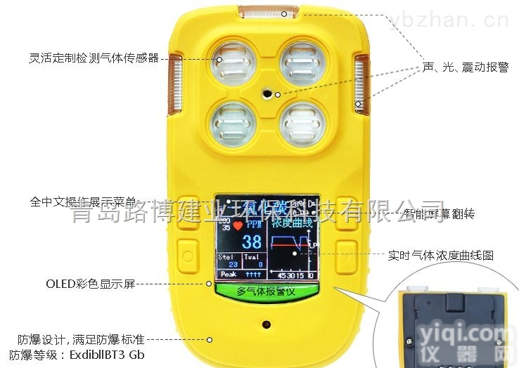 LB-FQ  <em>便携式</em>多气体检测<em>报警仪</em>LB-FQ<em>便携式</em>多气体检自动测<em>报警仪</em>（同时4种）